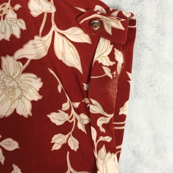 Lily Morgan Top Rust Floral Short Sleeve Sz Medium Satiny Flowy Fabric - Picture 5 of 10